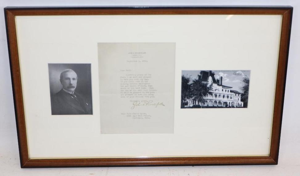 1916 John D. Rockefeller Signed Autographed Framed Letter (1 of 4)