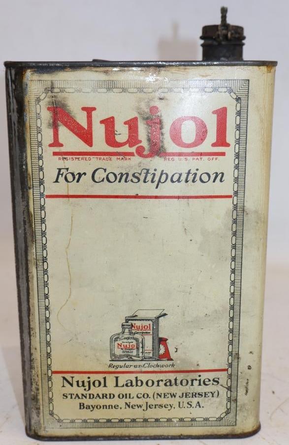 Early Stanco Nujol Mineral 100 Oz Oil Can: 3.75x6x9.75