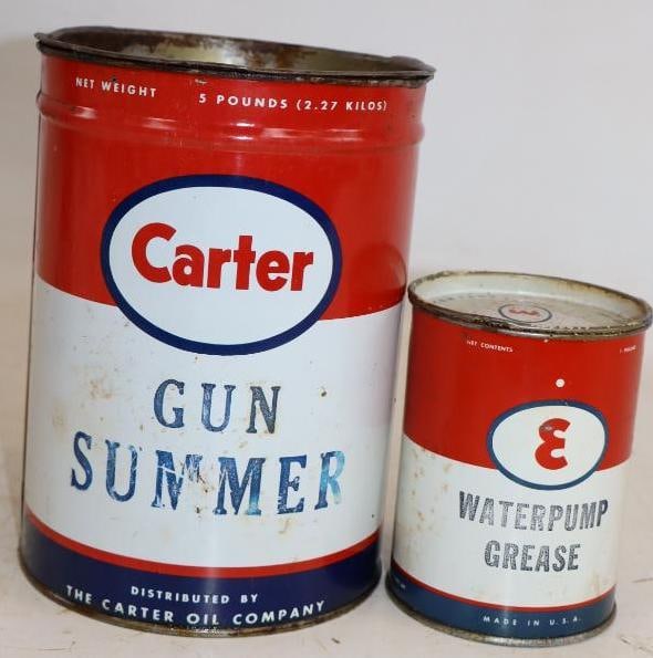 Group of 2 Carter Oil 5 & 1 Lb Grease Cans (1 of 2)