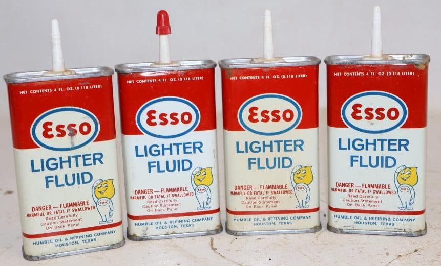 Group of 4 Esso Lighter Fluid Cans (1 of 2)
