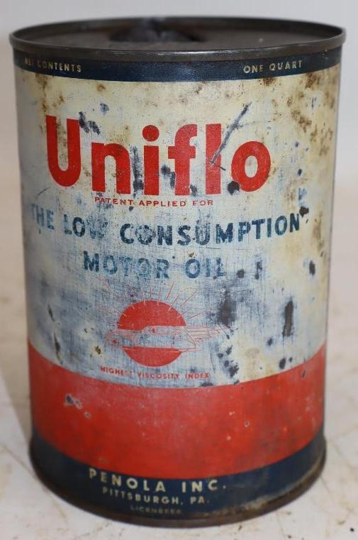 Penola Uniflo Low Consumption 1 Qt Metal Oil Can with Car Graphics: 32 Oz, Empty
