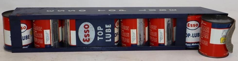 Esso Top Lube Rolling Oil Can Rack with 8 Half Pint Oil Cans (1 of 3)