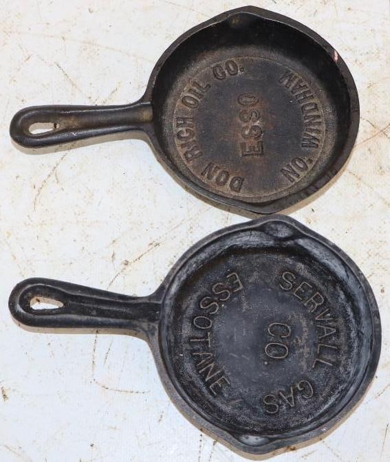 Group of 2 Embossed Esso Advertising Mini Skillets: 4x6x1 Each