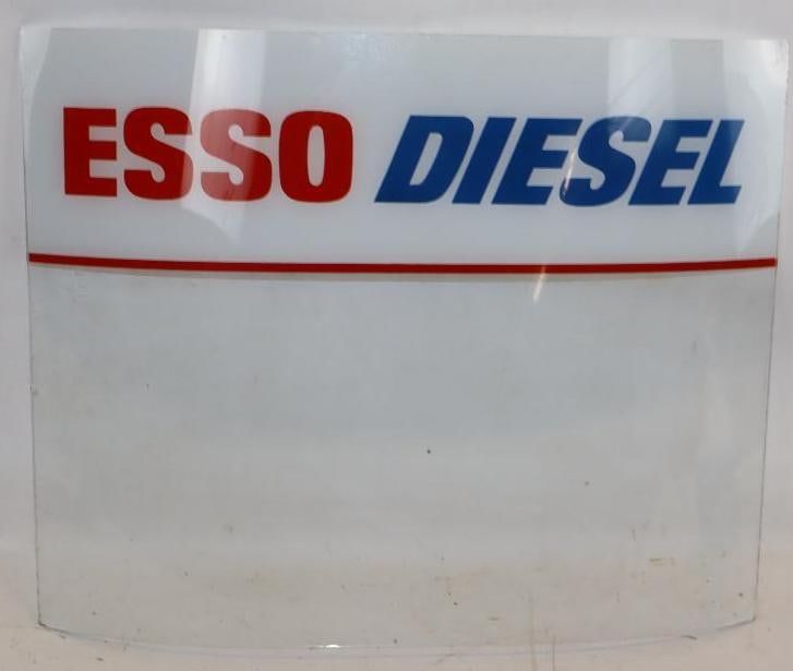 Esso Diesel Kerosene Curved Gas Pump Ad Glass: 21x17x2