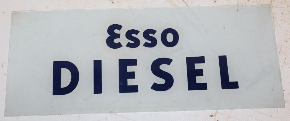 Esso Diesel Gas Pump Advertising Ad Glass: 12.25x5