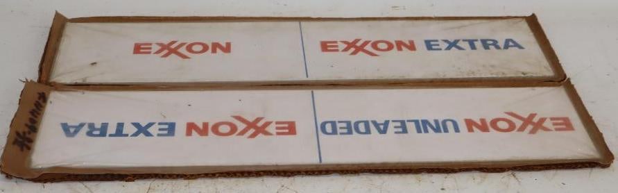 2 Pair of NOS Exxon & Extra Gas Pump Panel Signs (1 of 4)