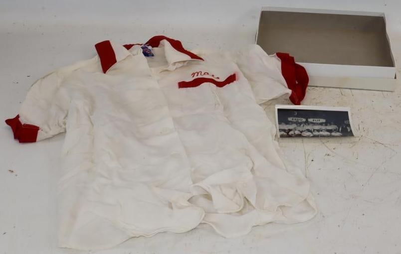 1950's Esso Golden Bowling Team Shirt and Photo: Shirt is Ladies Small