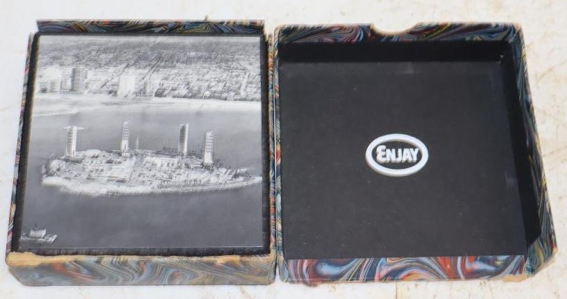 Group of 6 Enjay Advertising Coasters in Original Box: Box Measures 4.5x4.5x1.5