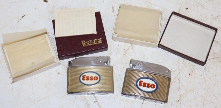 Group of 2 NOS Rolex Esso Advertising Lighters in Original Boxes: 2x2.25 Each