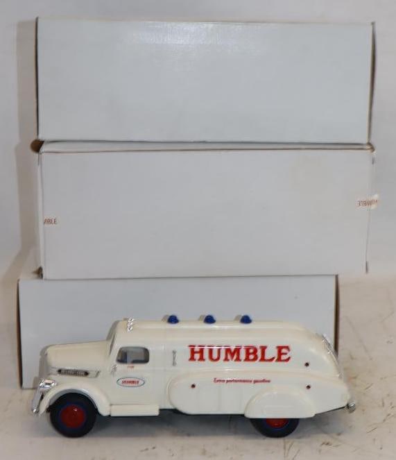 Group of 3 Marx's Humble Oil Gas Station Tanker Trucks in Original Boxes: 12x4x4.5 Each