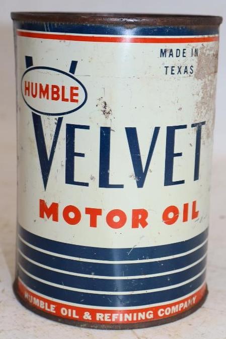 Humble Velvet 1qt Metal Oil Can: 32oz Empty Missing Top Lid