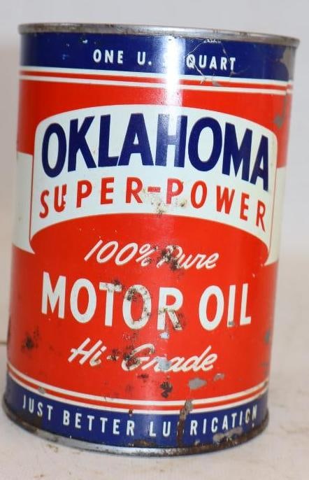 Oklahoma Super-Power SAE 30 1qt Metal Oil Can (1 of 3)