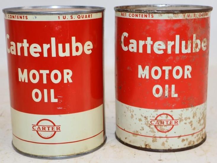 Group of 2 Carter Carterlube 1qt Metal Oil Cans (1 of 2)
