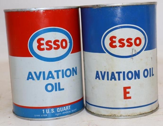 Group of 2 Different Esso Aviation 1qt Metal Oil Cans (1 of 2)