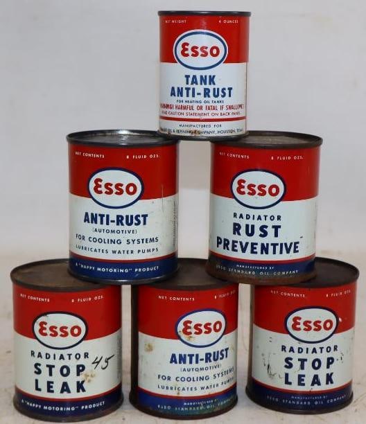 Group of 6 Esso Anti-Russ And Stop Leak 1/2 Pint Oil Cans (1 of 2)