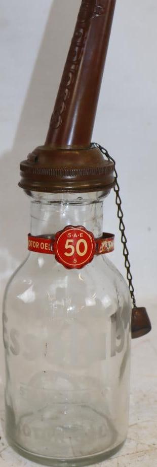 Standard Of NJ Essolube 1 Liter Etched Glass Bottle With Matching Embossed Lid and SAE 50 Collar (1 of 3)