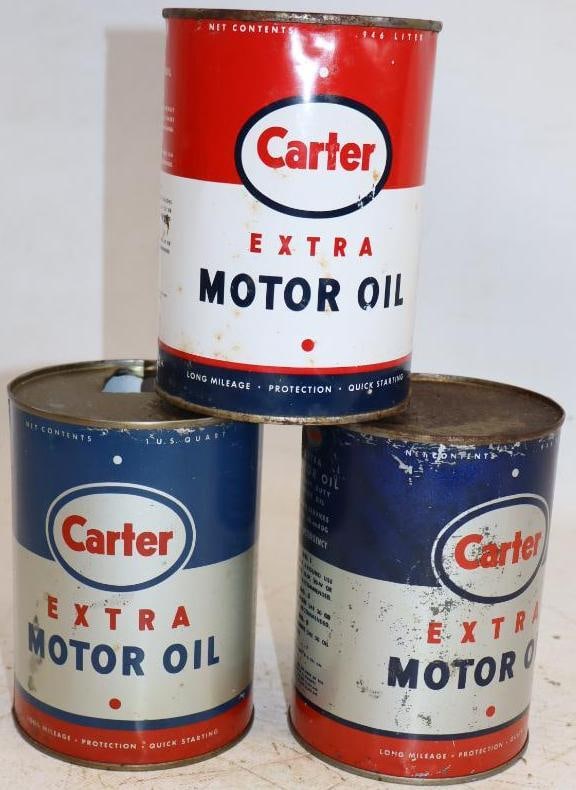 Group of 3 Carter Metal 1qt Oil Cans (1 of 2)