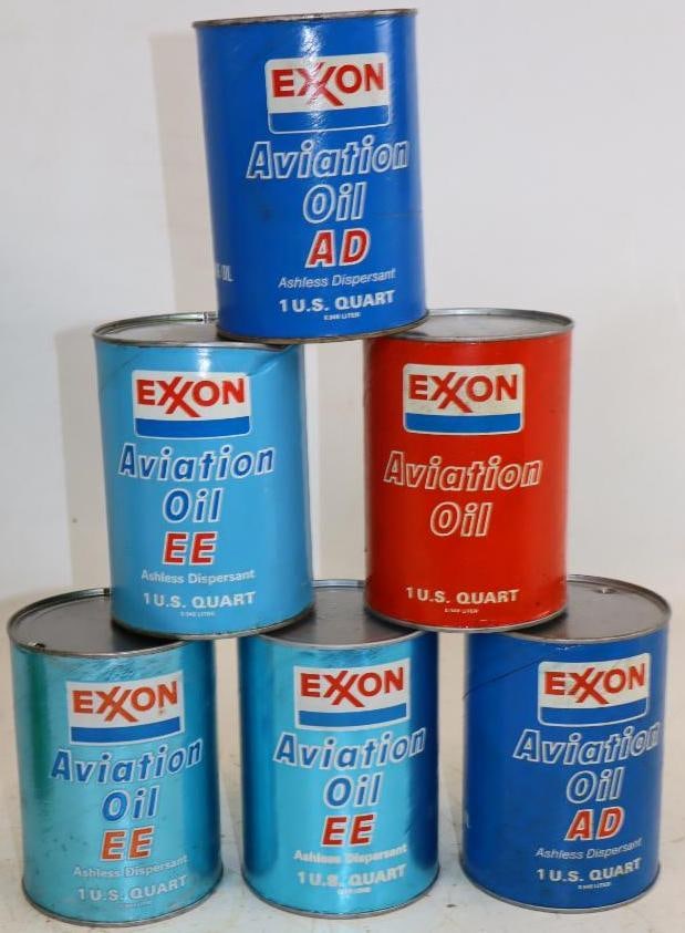 Group of 6 Exxon Aviation 1 Quart Composite Oil Cans (1 of 2)