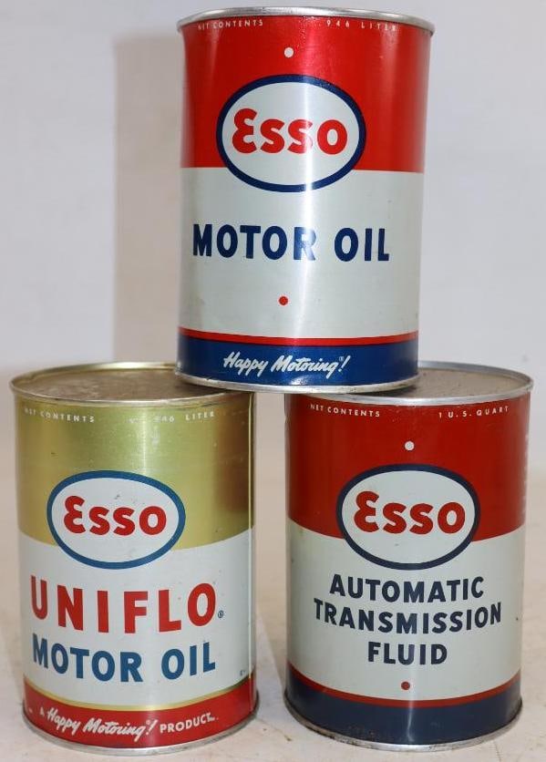 Group of 3 Different Aluminum Esso 1 Quart Metal Oil Cans (1 of 2)