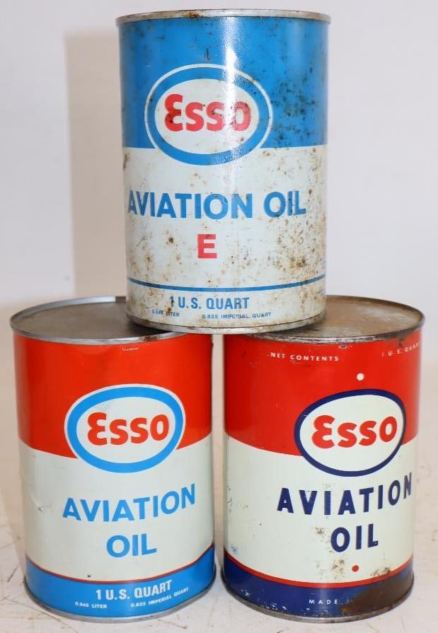 Group of 3 Different Esso Aviation Metal 1 Quart Oil Cans (1 of 2)