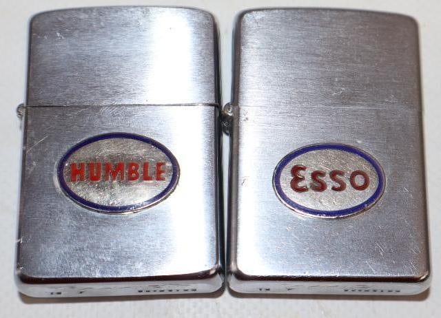 Group of 2 Atlas Tires Advertising Zippo Lighters: 1.5" x 2.25" x 0.5" each