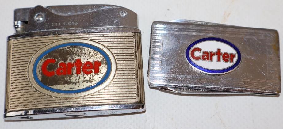 Group of 2 Carter Oil Advertising Refillable Lighter and Money Clip (1 of 2)