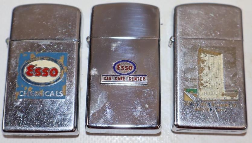 Group of 3 Esso and Humble Oil Zippo Advertising Refillable Lighters (1 of 2)