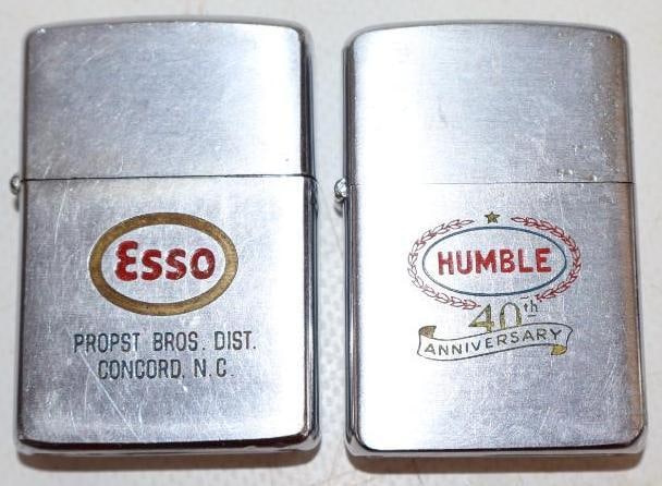 Group of 2 Esso and Humble Zippo Advertising Refillable Lighters (1 of 2)