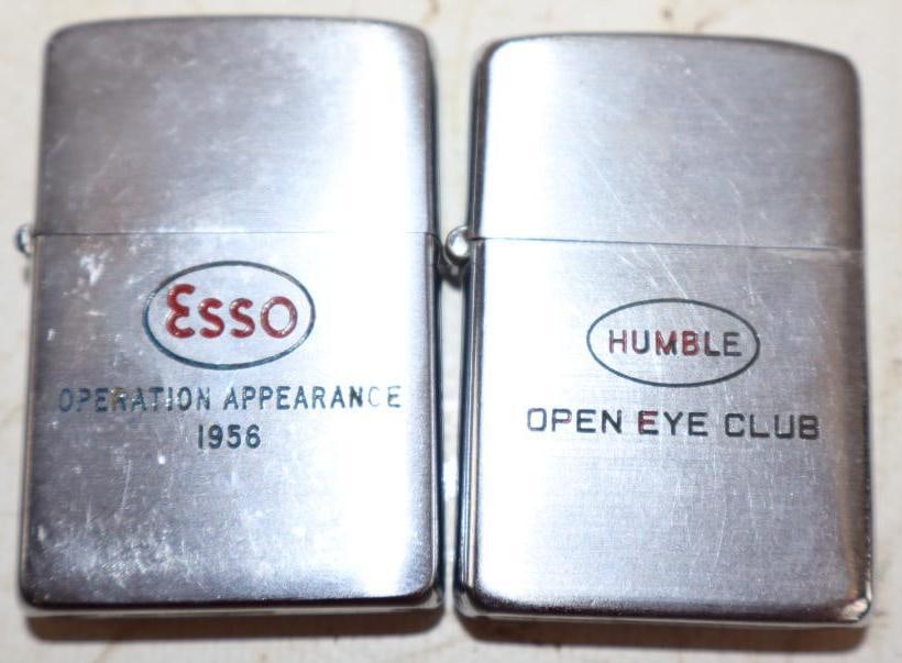 Group of 2 Esso and Humble Oil Zippo Advertising Refillable Lighters (1 of 2)