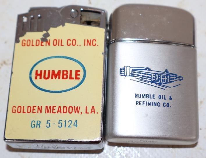 Group of 2 Humble Ronson and Vuclear Advertising Refillable Lighters: Largest is 1.5" x 2.25"
