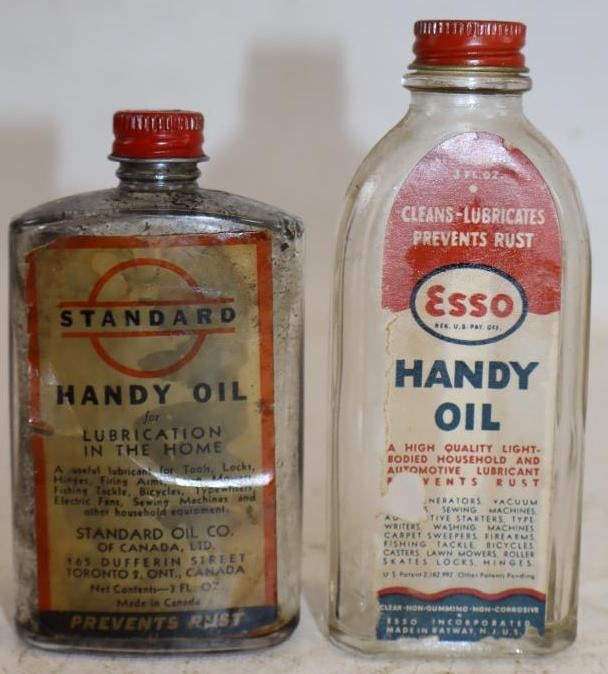 Group of 2 Standard and Esso Handy Oil Glass Bottles with Paper Labels (1 of 2)