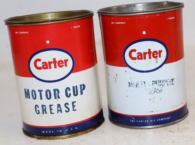 Group of 2 Different Carter Oil 1 Pound Grease Cans (1 of 2)