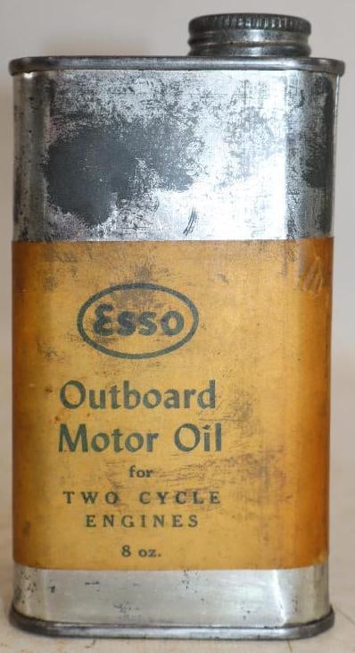 Early Esso Outboard 2 Cycle Oil Can: 8 oz with paper label