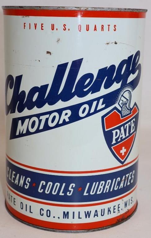Pate Challenge 5 Quart Metal Oil Can: 6.5" x 6.5" x 9.5" empty
