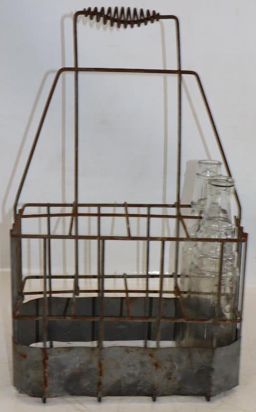 Group of 2 Glass Embossed Esso & Essolube Oil Bottles with Carrier (1 of 4)