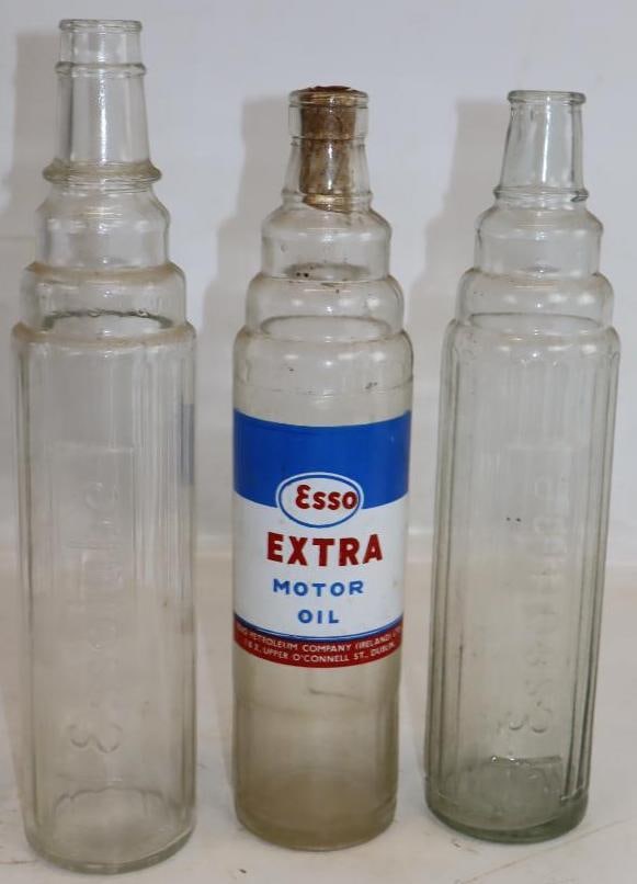Group of 3 Glass Essolube and Esso Extra Oil Bottles (1 of 3)