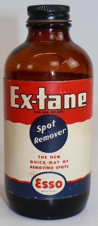 Esso Ex-Tane Spot Remover Bottle with Paper Label: 8oz, empty