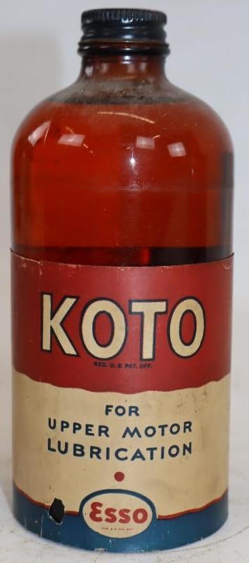 Esso Koto Pint Oil Bottle with Paper Label: 16oz