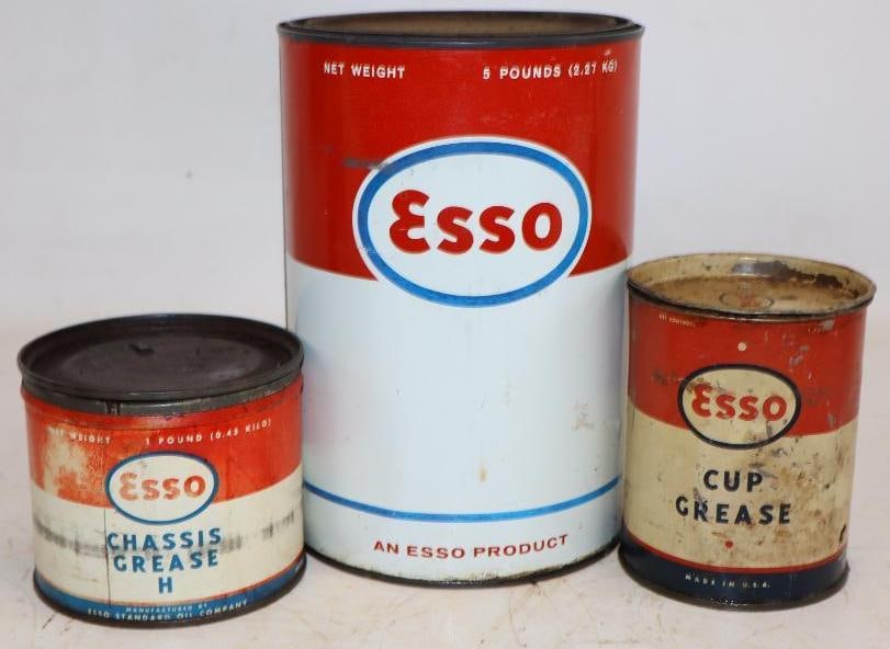 Group of 3 Esso 1lb and 5lb Grease Cans (1 of 2)