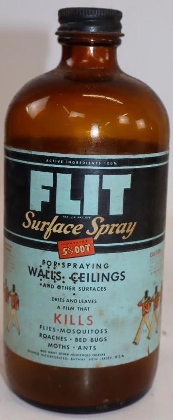 Stanco Flit Surface Spray for Walls and Ceilings Pint Glass Bottle with Paper Label: 16oz, empty