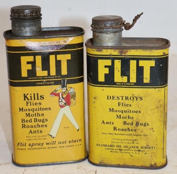 Group of 2 1920's Stanco Flit Insecticide Half Pint Cans (1 of 2)