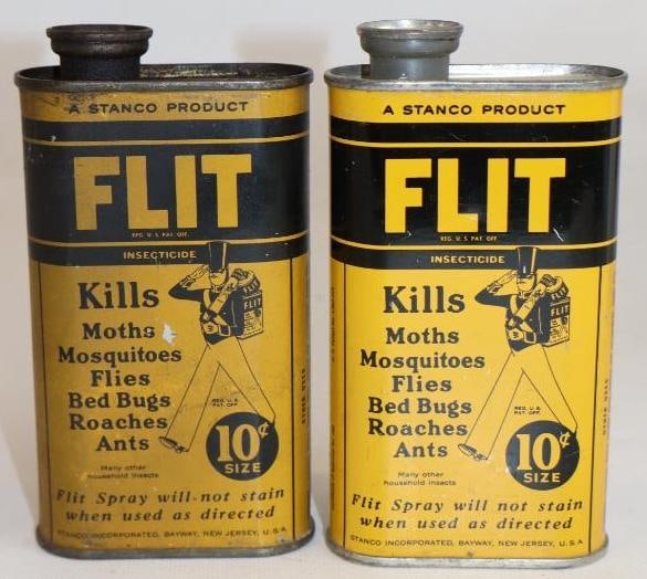 Group of 2 Stanco Flit 10 Cent Pricer Insecticide Cans (1 of 2)