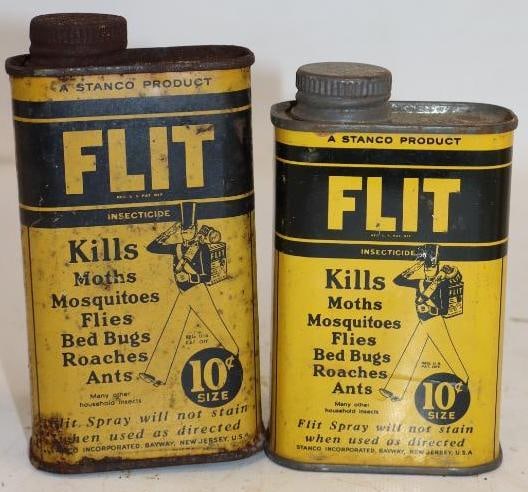 Group of 2 Stanco Flit 6oz and 8oz 10 Cent Pricer Insecticide Cans (1 of 2)