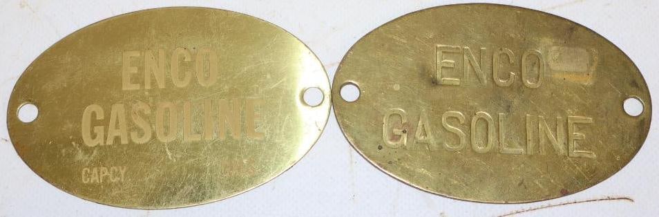 Group of 2 Enco Brass Gasoline Tags (1 of 2)