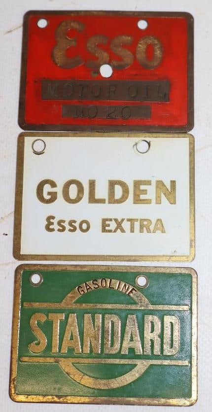 Group of 3 Esso and Standard Brass Gas and Oil Tags: 2.75" x 2" each