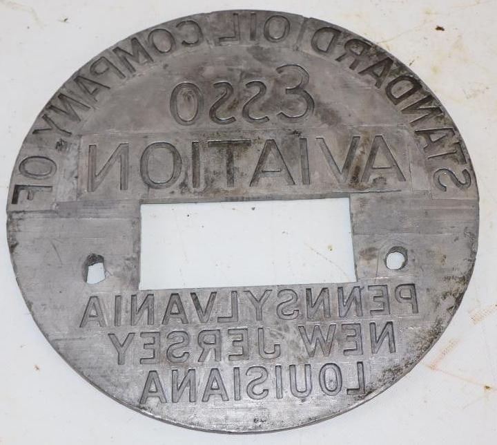 Stanocola Esso Aviation Cast Fuel Tank Cap Stamp: 11" x 11"
