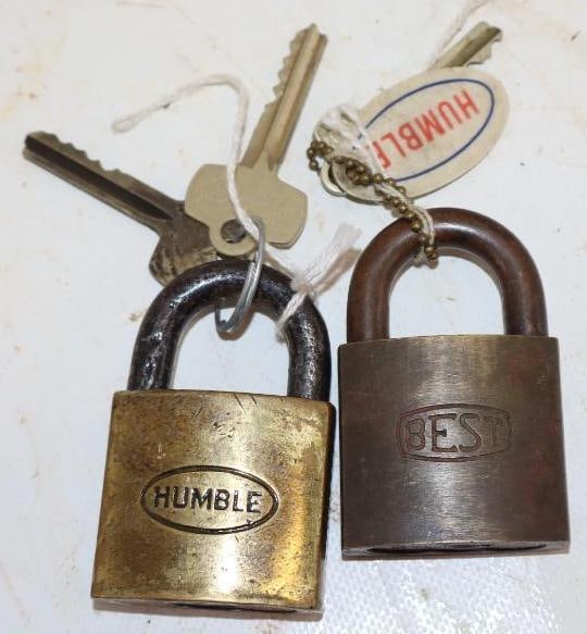 Group of 2 Humble Oil Best Brass Locks with Keys (1 of 2)