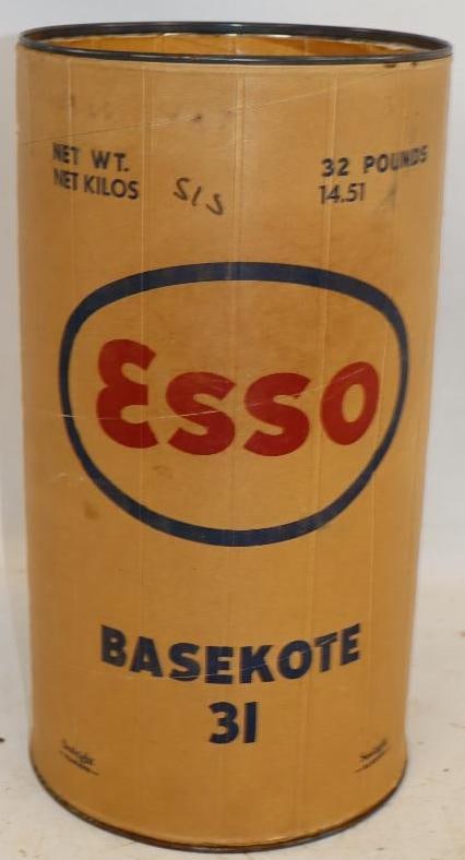 Esso Basekote 31 32lb Container: 9.5" x 9.5" x 17.75", empty, missing top lid
