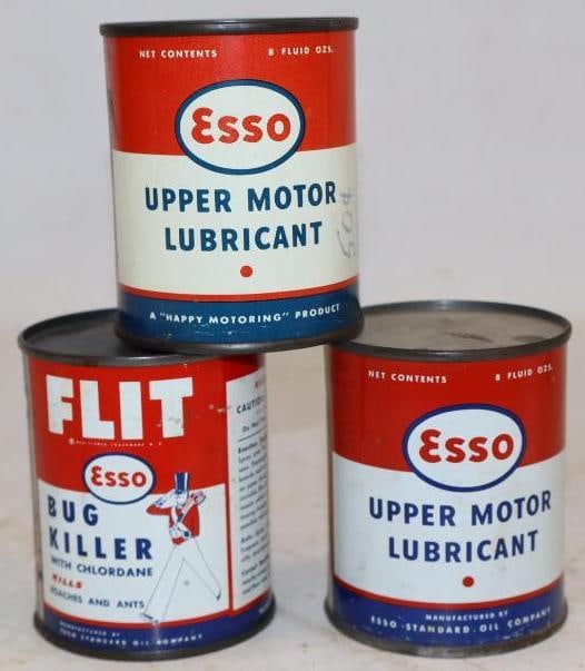 Group of 3 Esso Oil and Bug Killer Half Pint Cans (1 of 2)