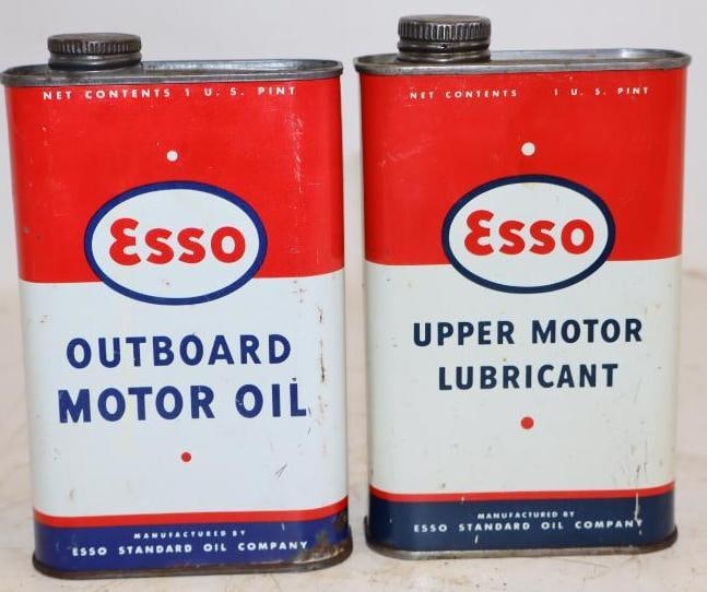 Group of 2 Esso Outboard and Upper Motor Oil 1 Pint Cans (1 of 2)